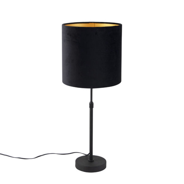 tafellampen Tafellamp zwart met velours kap goud 25 cm Parte StaalStof Zwart Hou jij wel van een klassieke touch in je Dan is deze tafellamp echt iets voor Een