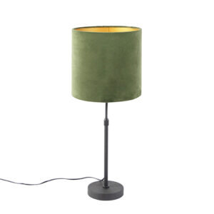 tafellampen Tafellamp zwart met velours kap groen goud 25 cm Parte StaalStof Groen Hou jij wel van een klassieke touch in je Dan is deze tafellamp echt iets