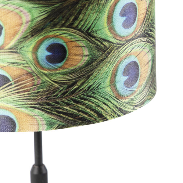 Tafellamp zwart met velours kap pauw met goud 25 cm - Parte - Afbeelding 2