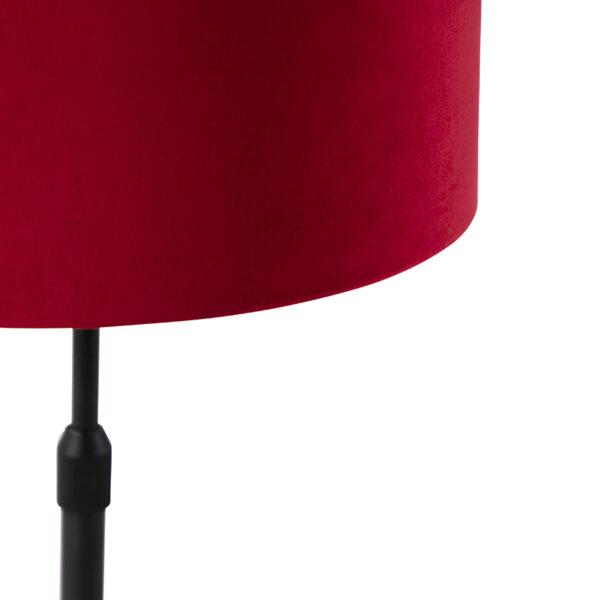 Tafellamp zwart met velours kap rood met goud 25 cm - Parte - Afbeelding 2