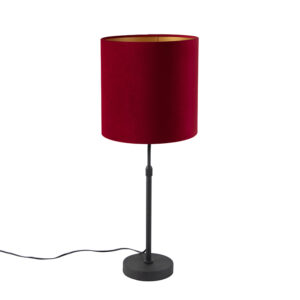tafellampen Tafellamp zwart met velours kap rood goud 25 cm Parte StaalStof Rood Hou jij wel van een klassieke touch in je Dan is deze tafellamp echt iets voor