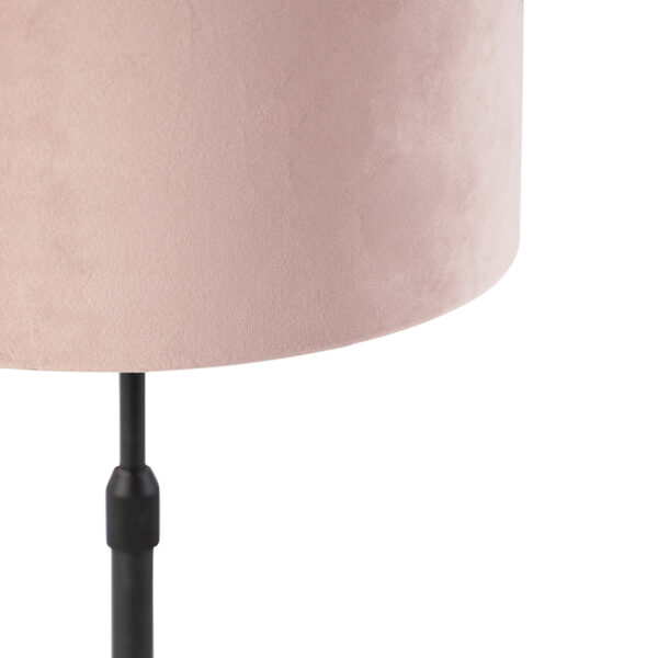 Tafellamp zwart met velours kap roze met goud 25 cm - Parte - Afbeelding 2