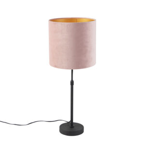 tafellampen Tafellamp zwart met velours kap roze goud 25 cm Parte StaalStof Roze Hou jij wel van een klassieke touch in je Dan is deze tafellamp echt iets voor