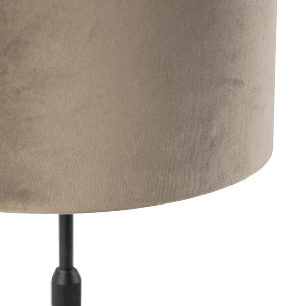 Tafellamp zwart met velours kap taupe met goud 25 cm - Parte - Afbeelding 2