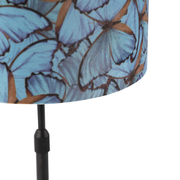 Tafellamp zwart met velours kap vlinders met goud 25 cm - Parte - Afbeelding 2