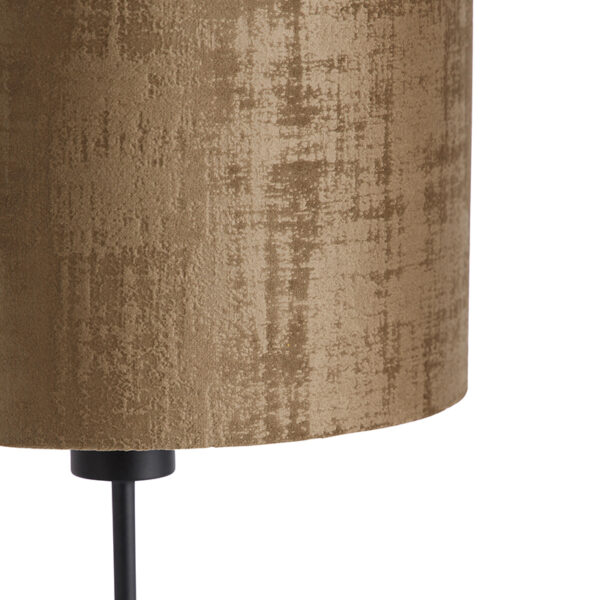 Tafellamp zwart velours kap bruin 25 cm verstelbaar - Parte - Afbeelding 2