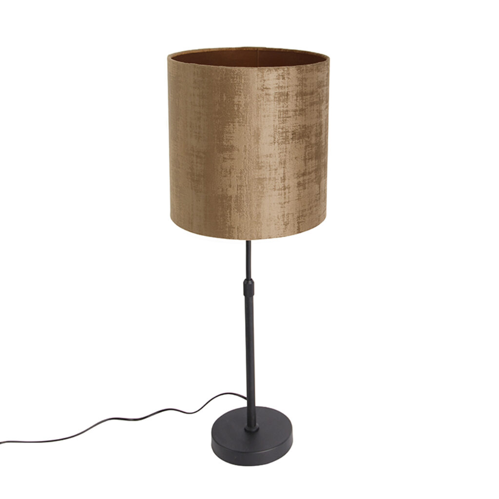 tafellampen Tafellamp zwart velours kap bruin 25 cm verstelbaar Parte StaalStof Bruin Ga voor klassiek in huis met deze tafellamp. Mooi armatuur gecombineerd