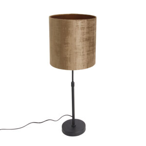 tafellampen Tafellamp zwart velours kap bruin 25 cm verstelbaar Parte StaalStof Bruin Ga voor klassiek in huis met deze tafellamp. Mooi armatuur gecombineerd