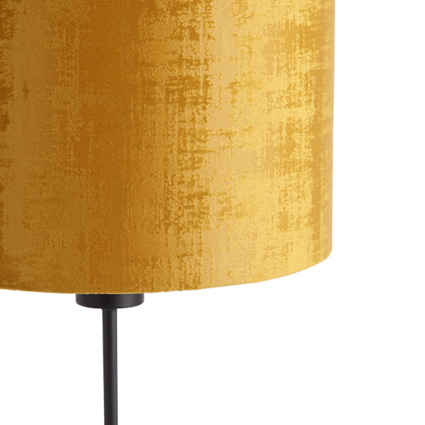 Tafellamp zwart velours kap goud 25 cm verstelbaar - Parte - Afbeelding 2