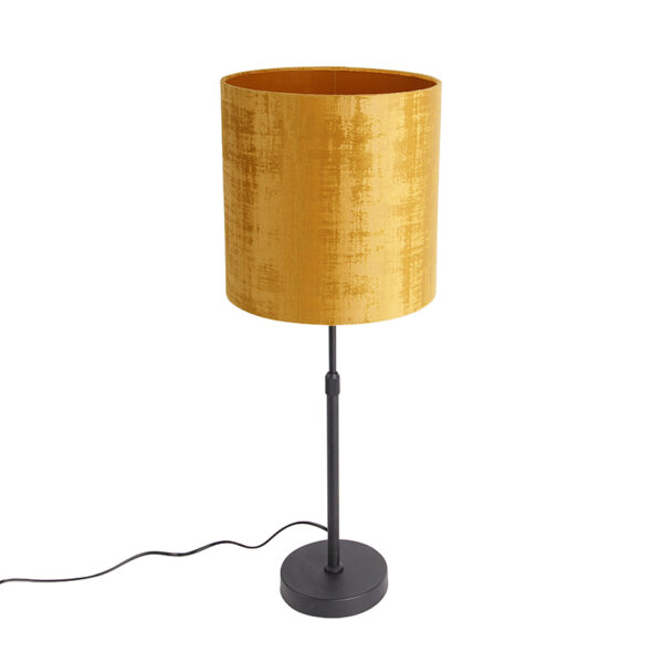tafellampen Tafellamp zwart velours kap goud 25 cm verstelbaar Parte StaalStof Ga voor klassiek in huis met deze tafellamp. Mooi armatuur gecombineerd een
