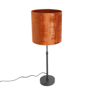 tafellampen Tafellamp zwart velours kap rood 25 cm verstelbaar Parte StaalStof Oranje Zorg voor een opvallende tafellamp in huis met onze Mooi armatuur