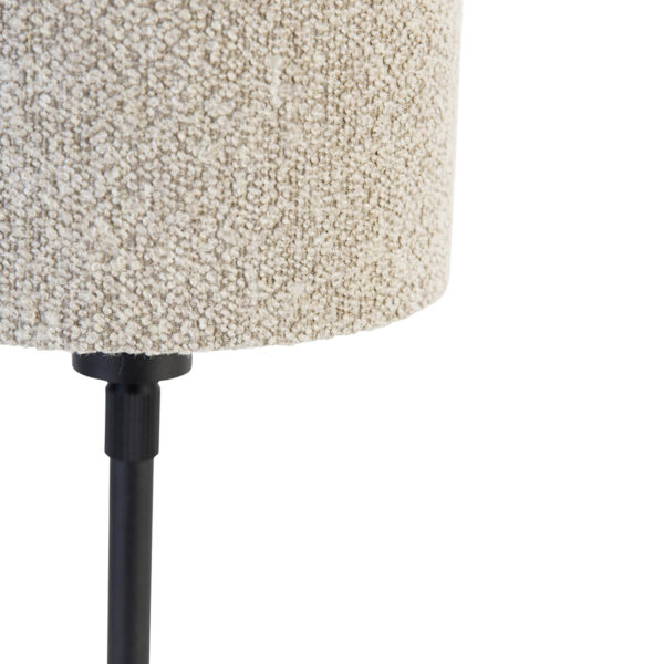 Tafellamp zwart verstelbaar met boucle kap taupe 20 cm - Parte - Afbeelding 2