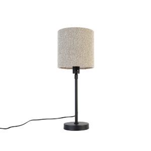 tafellampen Tafellamp zwart verstelbaar met boucle kap taupe 20 cm Parte StaalStof Zwart