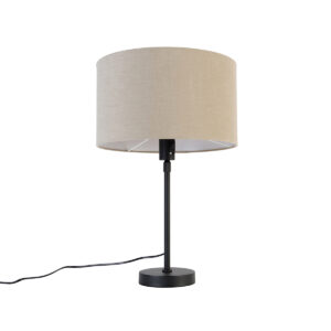 tafellampen Tafellamp zwart verstelbaar met kap lichtbruin 35 cm Parte StaalStof Zwart