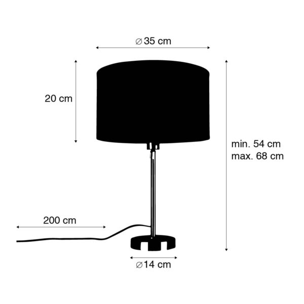 Tafellamp zwart verstelbaar met kap lichtgrijs 35 cm - Parte - Afbeelding 3