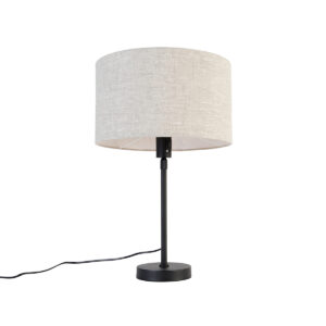 tafellampen Tafellamp zwart verstelbaar met kap lichtgrijs 35 cm Parte StaalStof Zwart