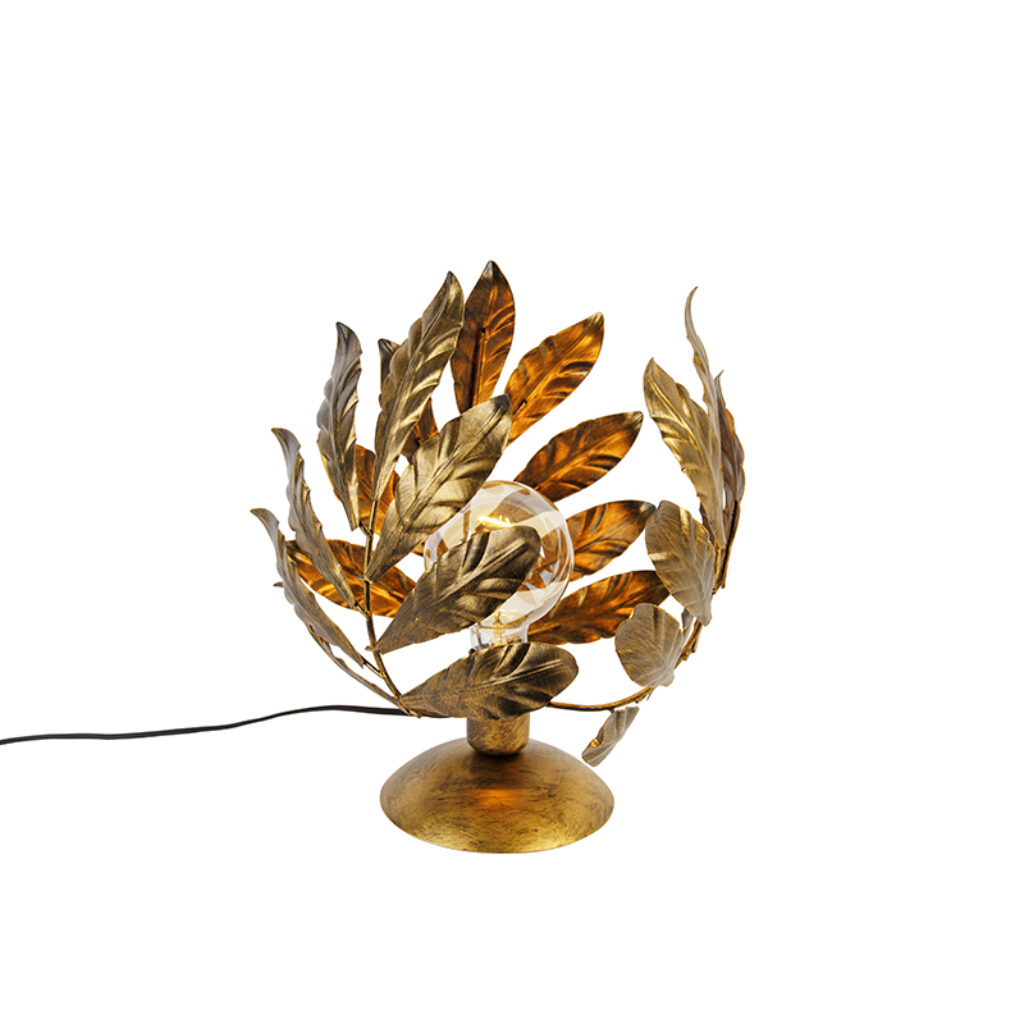 tafellampen Vintage tafellamp antiek goud 30 cm Linden Staal go vintage met onze in huis. Wat een eyecatcher als Het design is uniek afgewerkt gouden bladeren