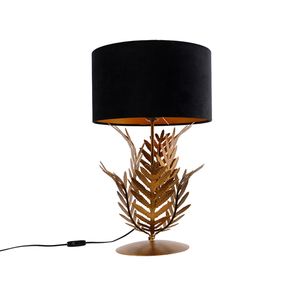 tafellampen Vintage tafellamp goud met velours kap zwart 35 cm Botanica StaalStof Zwart Deze is niet alleen een maar ook mooie Perfect in de woonkamer of op het