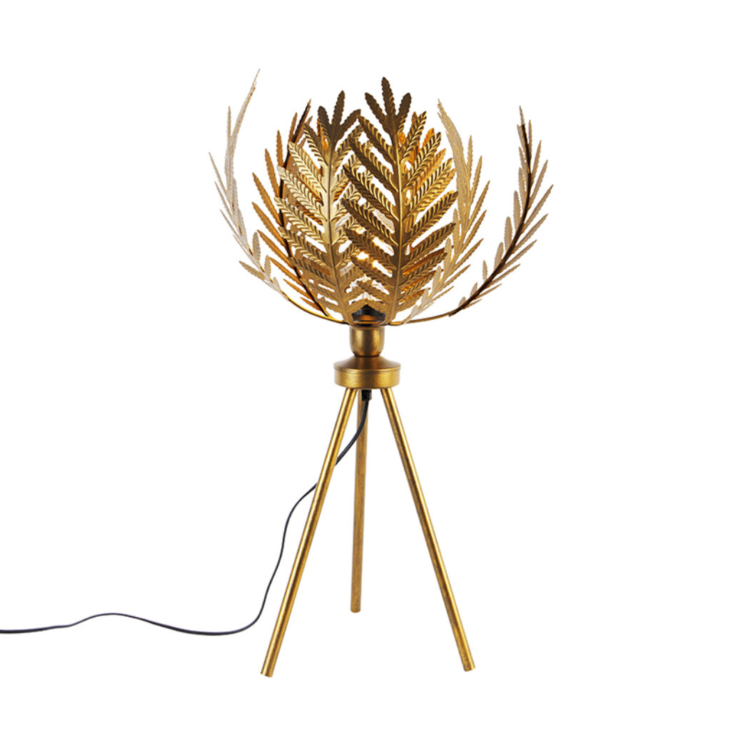 tafellampen Vintage tafellamp goud 45 cm tripod Botanica Staal Haal een warme en tropische sfeer in huis met Zijn bladeren zorgen er voor dat je de jungle haalt