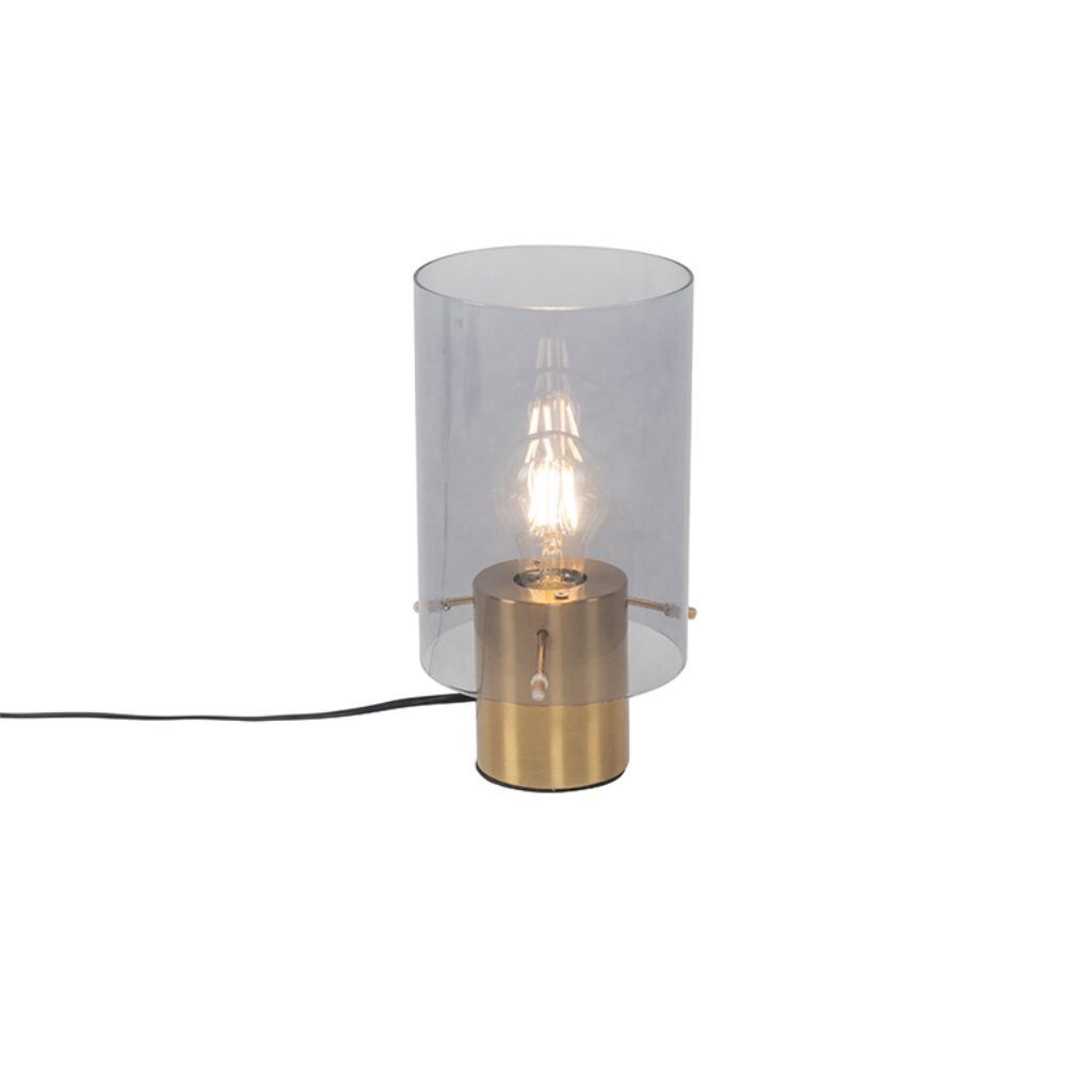 tafellampen Vintage tafellamp messing met smoke glas Vidra GlasStaal Ga voor een vintage uitstraling in je slaapkamer woonkamer of keuken deze tafellamp. De