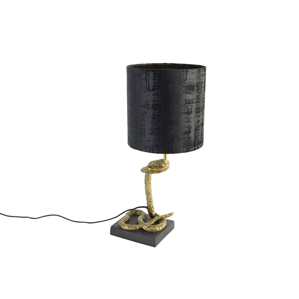 tafellampen Vintage tafellamp messing met zwart kap 20 cm Animal Slange AluminiumStaalStof Zwart Tafellamp is voor de De poot van ziet er namelijk uit als een