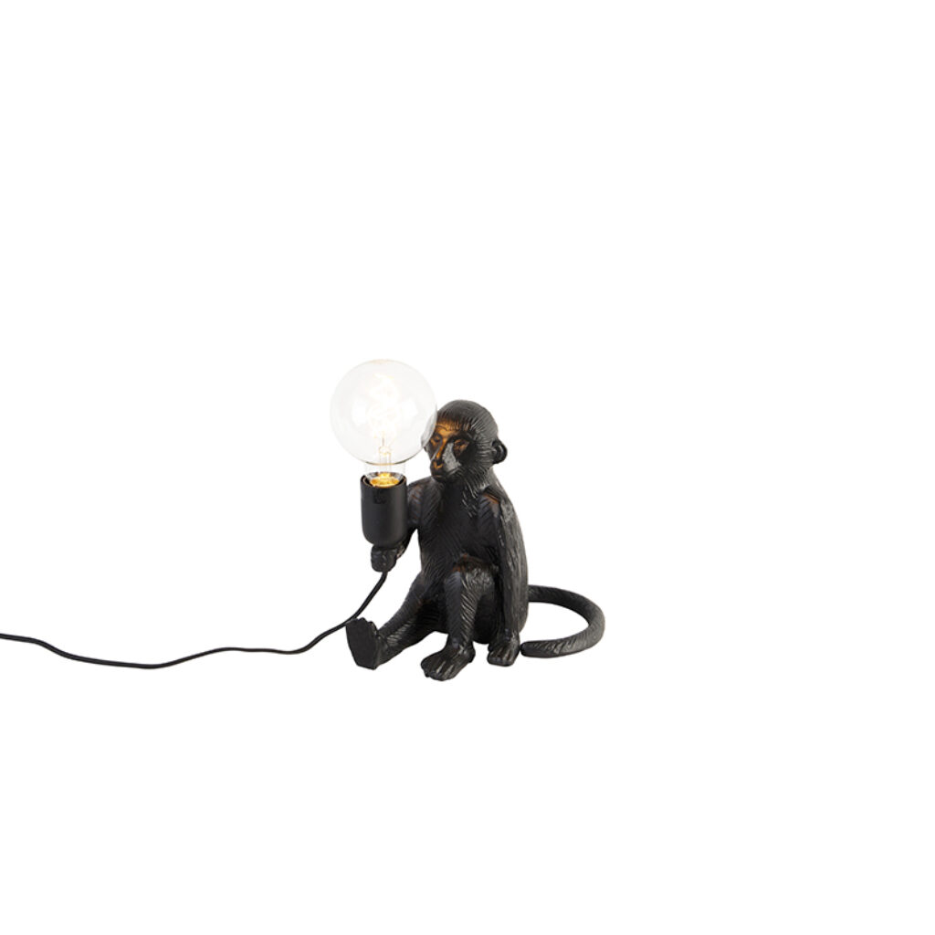 tafellampen Vintage tafellamp zwart Animal Aap Det AluminiumStaal Zwart Met deze vrolijke haal je meteen het jungle gevoel in is zoals de naam al doet vermoeden