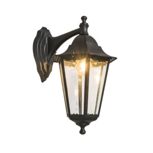 tuinlantaarns Klassieke buiten wandlantaarn zwart IP44 New Orleans down AluminiumGlas Zwart Klassiek en tijdloze buitenlantaarn. Uiterst geschikt als