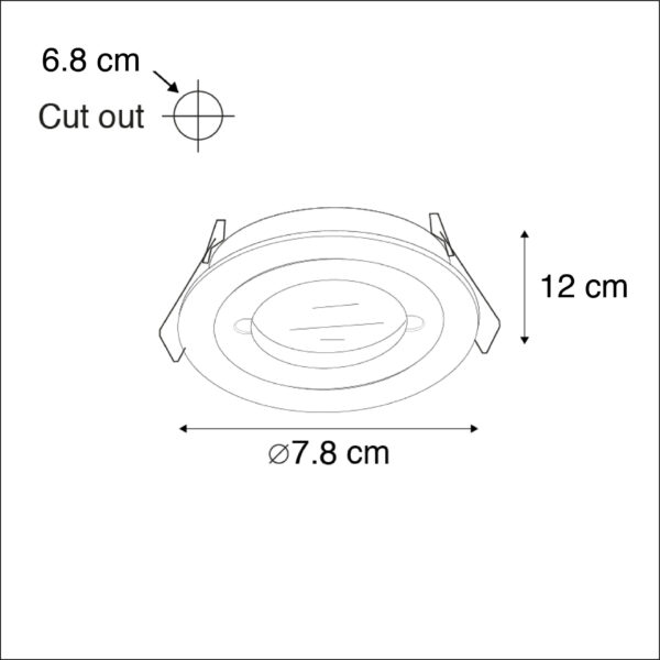 Moderne inbouwspot zwart rond IP44 - Xena - Afbeelding 3