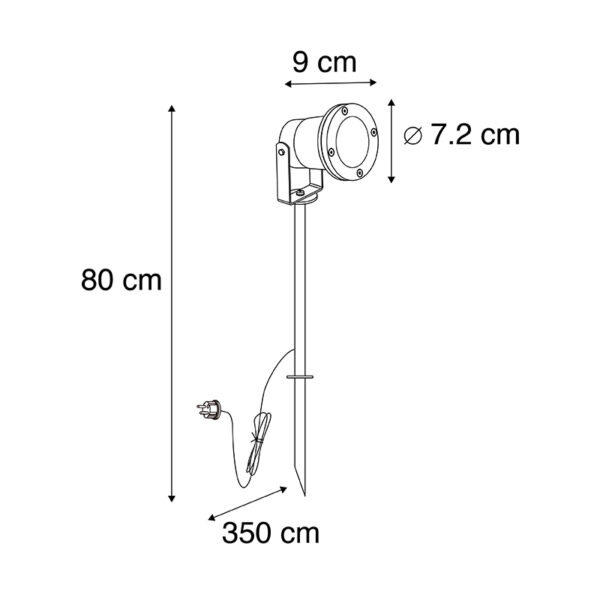 Prikspot zwart verstelbaar IP44 incl. snoer en stekker - Basic - Afbeelding 3