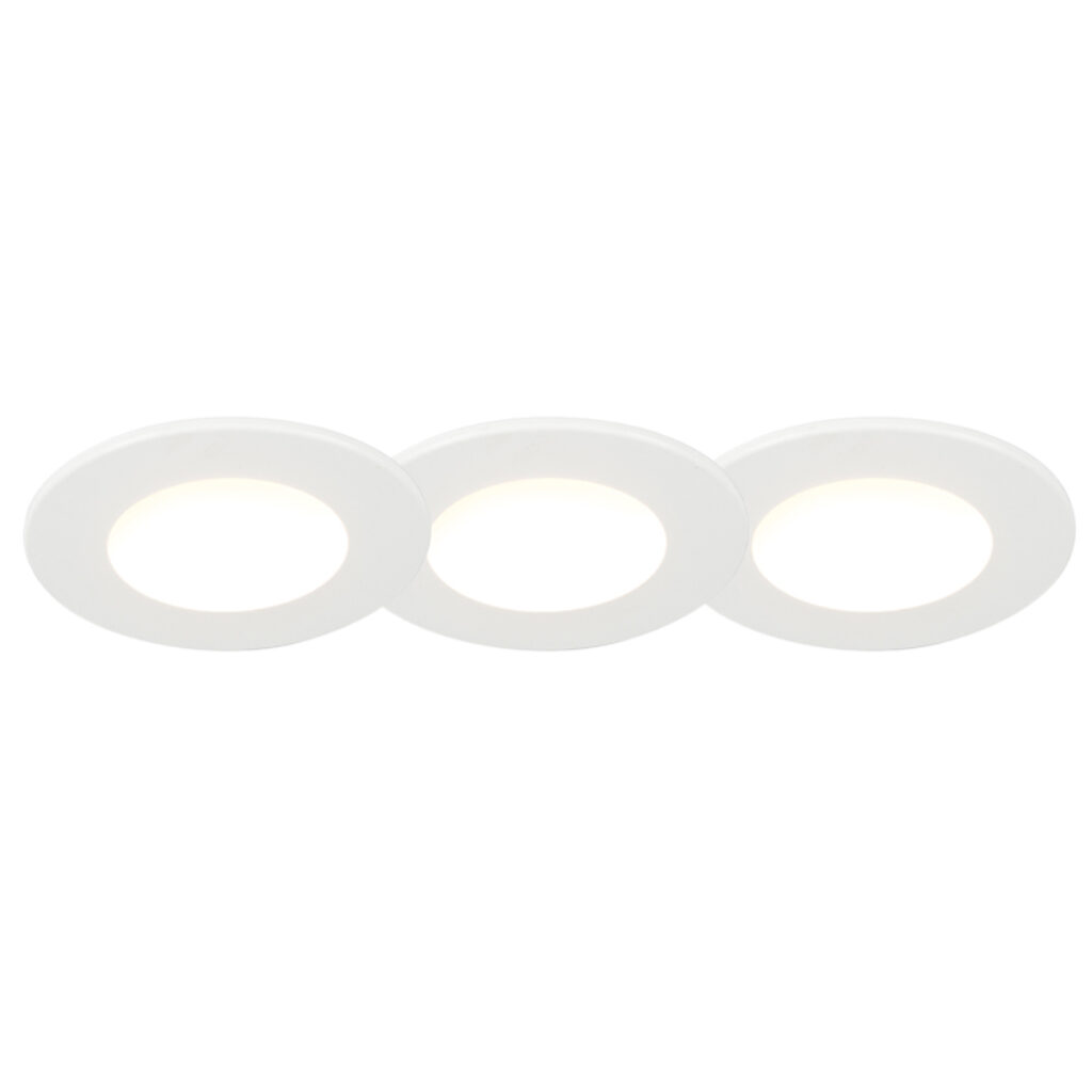 tuinspots Set van 3 badkamer inbouwspots rond LED 5W wit waterdicht Blanca Kunststof Wit Strakke en moderne inbouwspot met ingebouwde energiezuinige verlichting