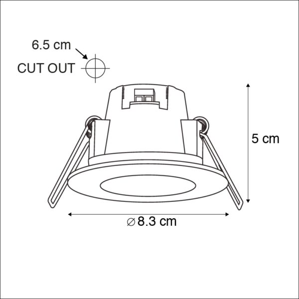 Set van 3 badkamer inbouwspots rond LED 5W wit waterdicht - Blanca - Afbeelding 3