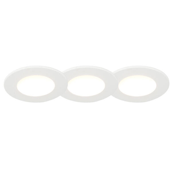 tuinspots Set van 3 badkamer inbouwspots rond LED 5W wit waterdicht Blanca Kunststof Wit Strakke en moderne inbouwspot met ingebouwde energiezuinige verlichting