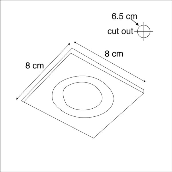 Set van 3 badkamer inbouwspots zwart vierkant IP44 - Xena - Afbeelding 3