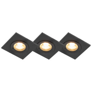 tuinspots Set van 3 badkamer inbouwspots zwart vierkant IP44 Xena Roestvrij staal Zwart De perfecte inbouwspot om jouw te Je geeft een extra moderne touch aan