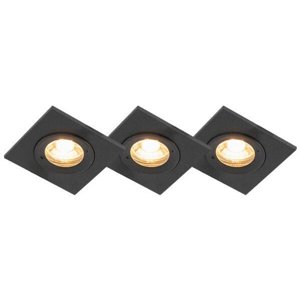 tuinspots Set van 3 badkamer inbouwspots zwart vierkant IP44 Xena Roestvrij staal Zwart De perfecte inbouwspot om jouw te Je geeft een extra moderne touch aan