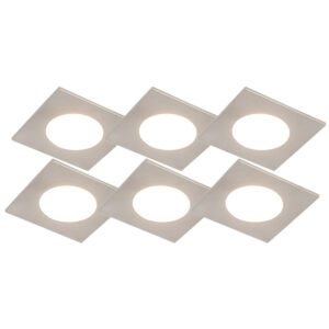 tuinspots Set van 6 inbouwspots staal incl. LED dimbaar IP65 Simply Kunststof Staal Moderne geschikt voor in de badkamer en buiten. Ze kunnen dankzij 65 prima