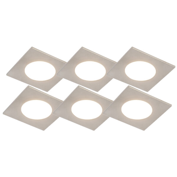 tuinspots Set van 6 inbouwspots staal incl. LED dimbaar IP65 Simply Kunststof Staal Moderne geschikt voor in de badkamer en buiten. Ze kunnen dankzij 65 prima