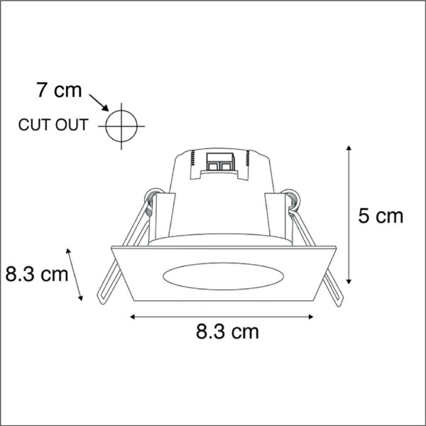 Set van 3 inbouwspots vierkant staal incl. LED IP65 - Simply - Afbeelding 3