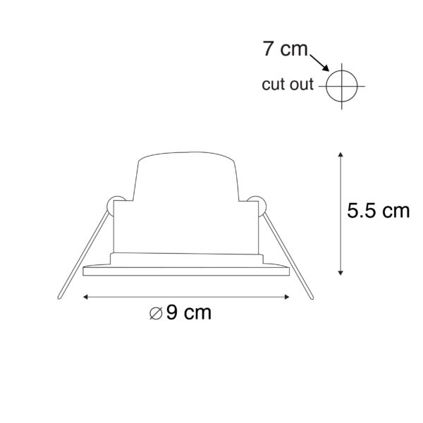 Set van 6 inbouwspots zwart incl. LED 3-staps dimbaar IP65 - Blanca - Afbeelding 3