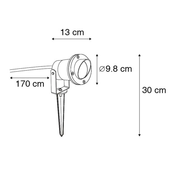 Set van 3 prikspots zwart incl. snoer en stekker IP65 - Done - Afbeelding 3