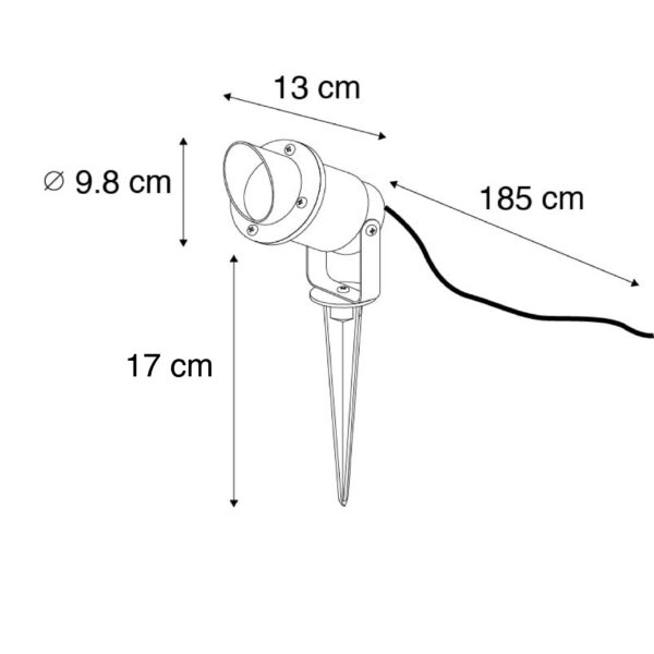 Tuinspot-prikspot zwart incl. snoer en stekker IP65 - Done - Afbeelding 3