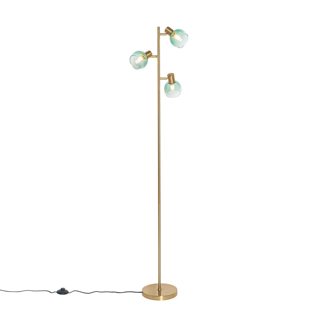 vloerlampen Art Deco vloerlamp goud met groen glas Vidro StaalGlas Groen Simpel maar toch dat is deze vloerlamp. gemaakt van staal en afgewerkt in het De heeft