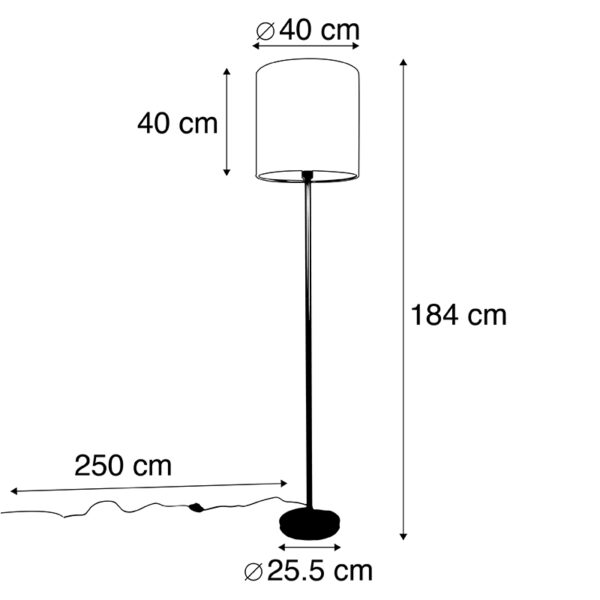 Art Deco vloerlamp zwart met gele kap 40 cm - Simplo - Afbeelding 3