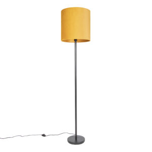 vloerlampen Art Deco vloerlamp zwart met gele kap 40 cm Simplo StaalStof Geel Een echte retro touch in huis deze Simplo. Hij wordt geleverd inclusief velours