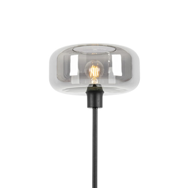 Art deco vloerlamp zwart met smoke glas - Bizle - Afbeelding 2