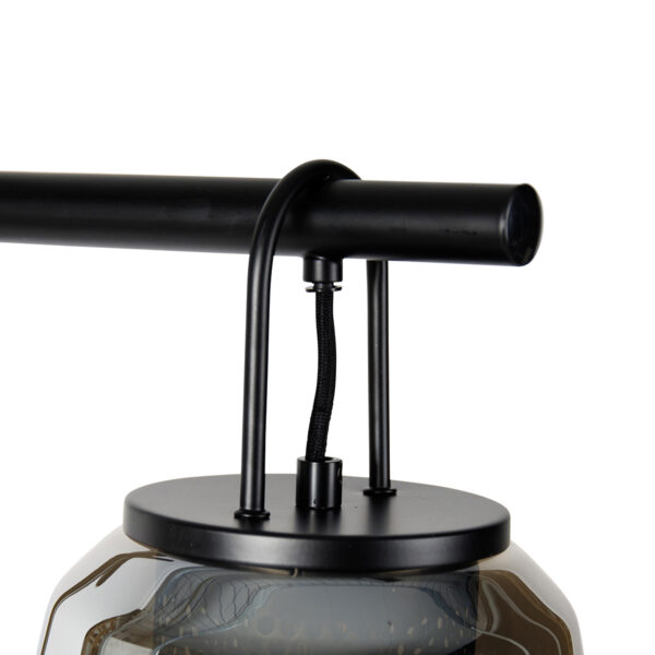 Art deco vloerlamp zwart met smoke glas - Kevin - Afbeelding 2