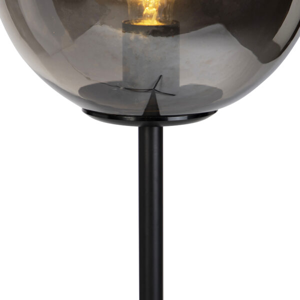 Art deco vloerlamp zwart met smoke glas - Pallon - Afbeelding 2