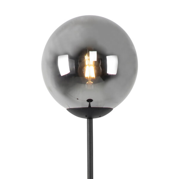 Art deco vloerlamp zwart met smoke glas - Pallon - Afbeelding 2
