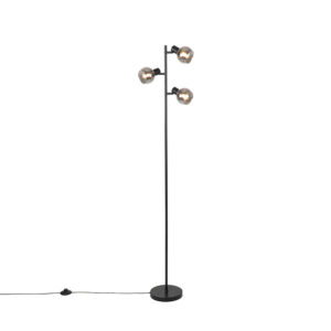 vloerlampen Art Deco vloerlamp zwart met smoke glas Vidro StaalGlas Zwart De perfecte balans tussen subtiel en afwerking in zorgt voor een mooi lichteffect de