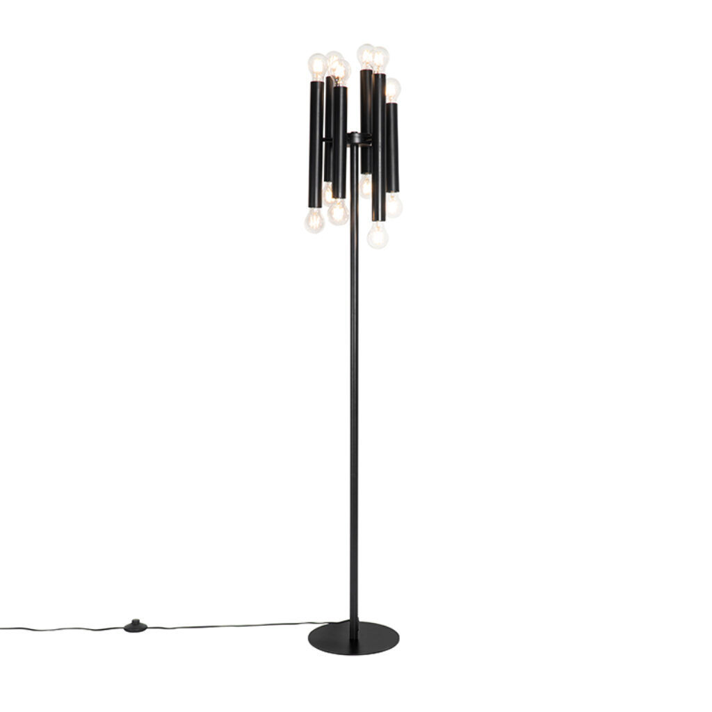 vloerlampen Art Deco vloerlamp zwart Tubi Staal Zwart Een sfeervolle en stijlvolle dat is Tubi. Hij past perfect in een interieur. De stalen lamp afgewerkt het